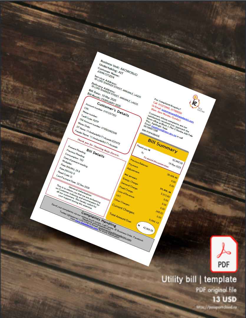 Utility bill | Albanian Power | Albania